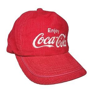 Vintage 70s 80s Coca Cola Corduroy Promo Hat Coke Soda Drink Trucker YA Headwear